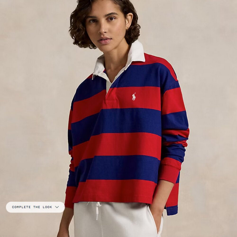 BRAND NEW Polo Ralph Lauren Striped Blue and Red Rugby Shirt
